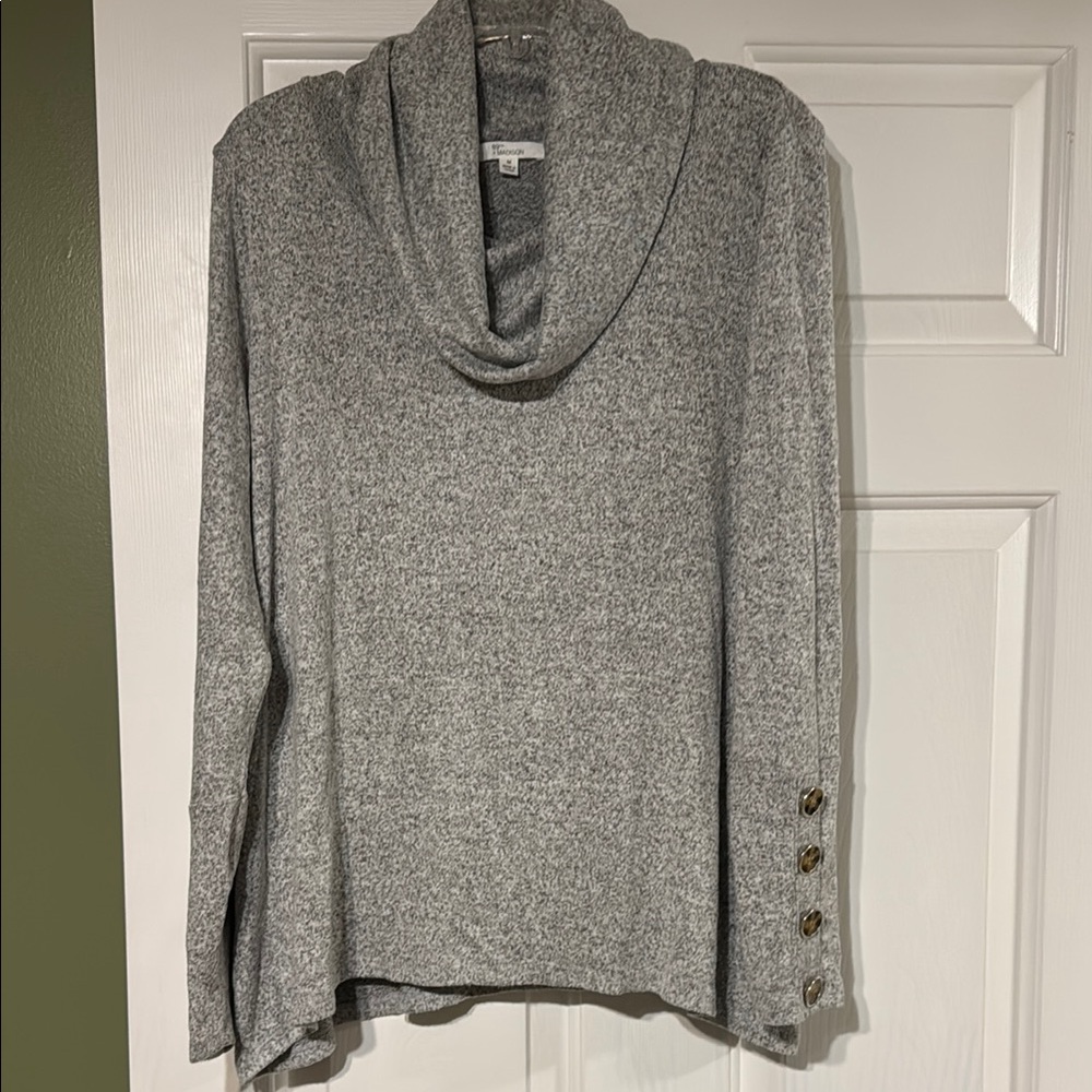 89th & Madison Gray Cowl Neck Sweater Soft Texture